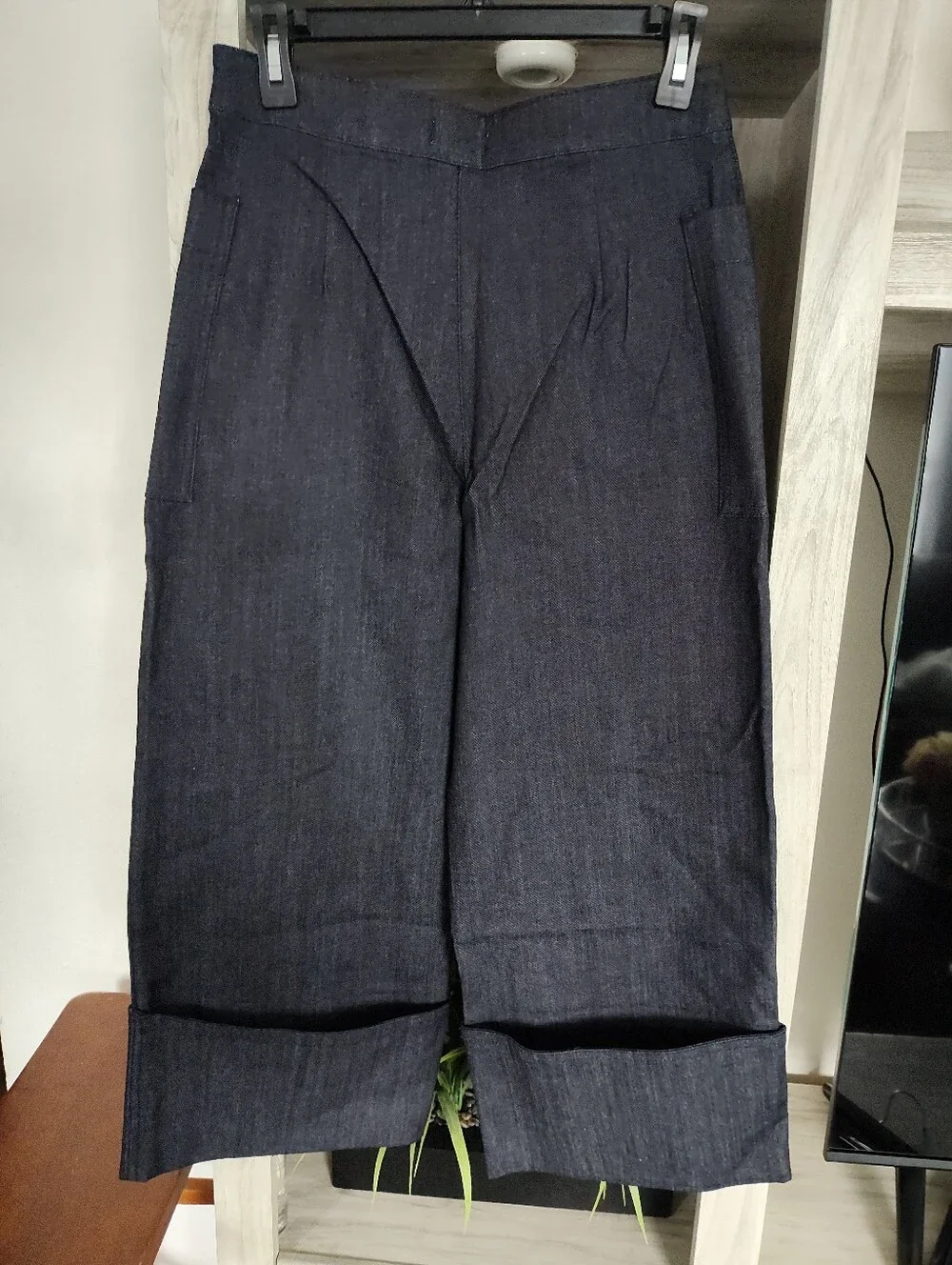 Kate Spade Wide-Leg Cropped Denim Culottes - Dark Indigo SZ 2 New No Tags